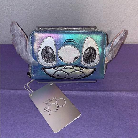 LE Loungefly Disney 100 Platinum Iridescent Stitch Cosplay Zip Around Wallet - Picture 4 of 8